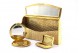  Conjunto de toilette em ouro bicolor, pochete com espelho, caixa de maquilhagem